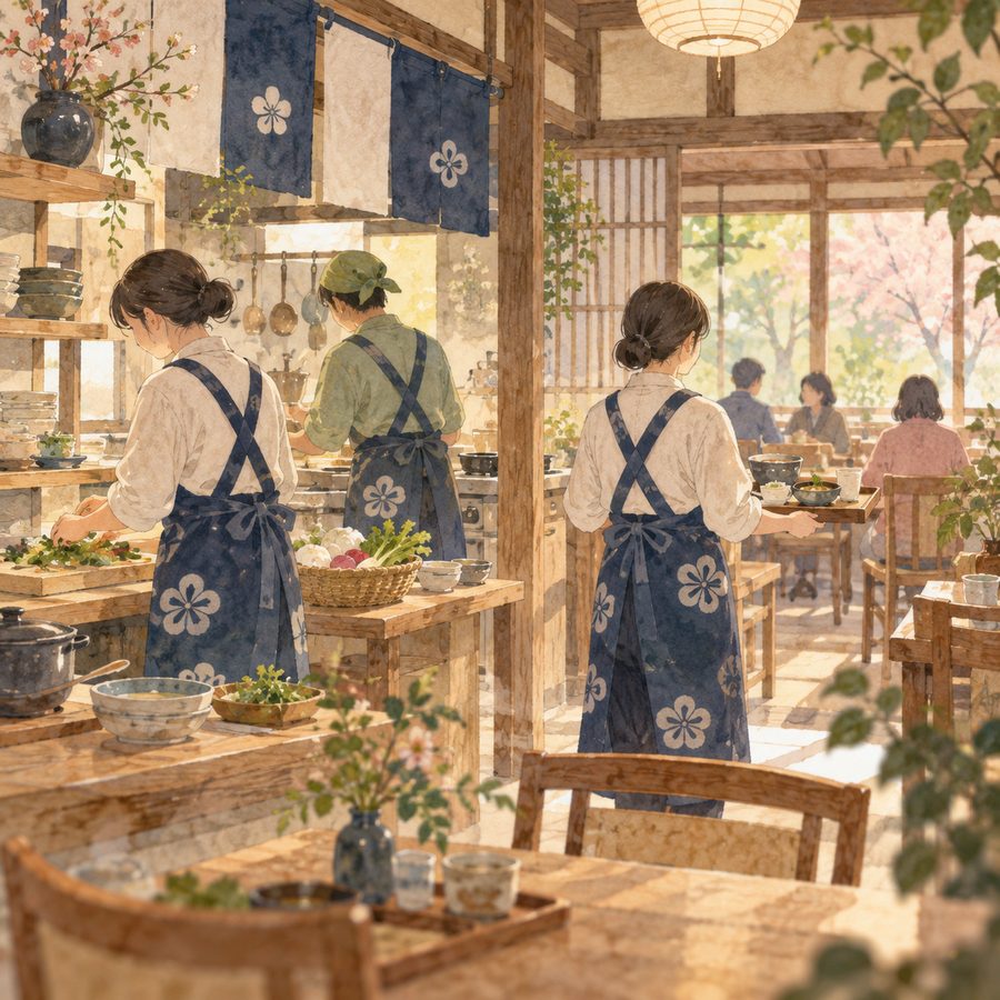 ボランティアの手元
